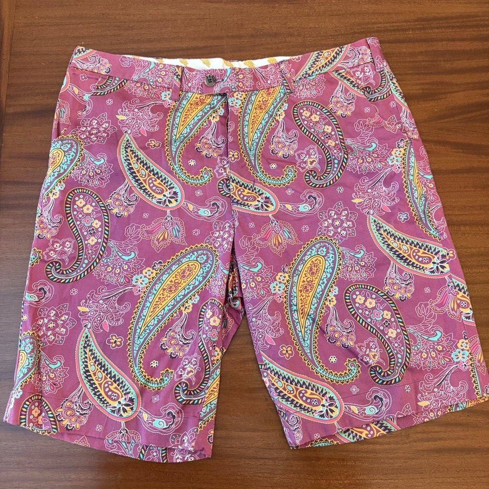 Loudmouth Men's Golf Shorts, 40 men's "Pazeltine" Paisley Preppy PInk‎ Cotton